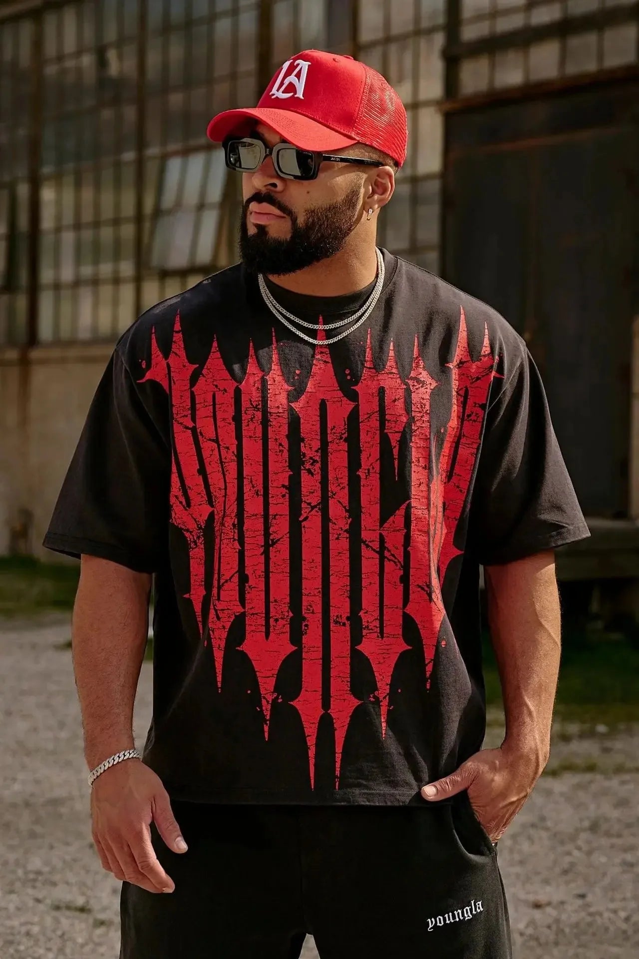 ALMASTRONG Men’s Oversized Sports T-Shirt – Cotton Gym & Training Tee