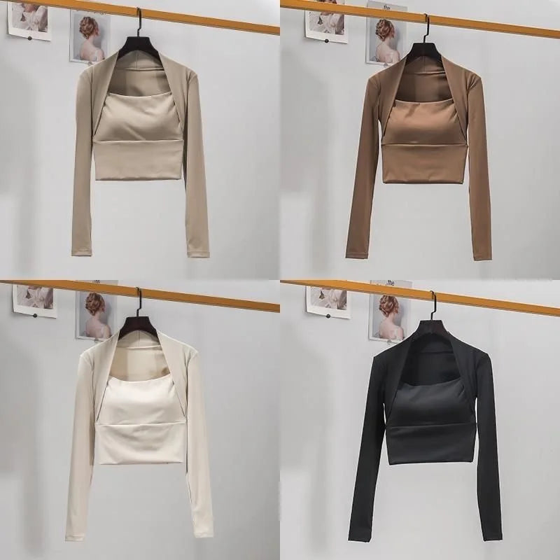 Women’s Fitness Chest Cushion Long Sleeve Sports Top