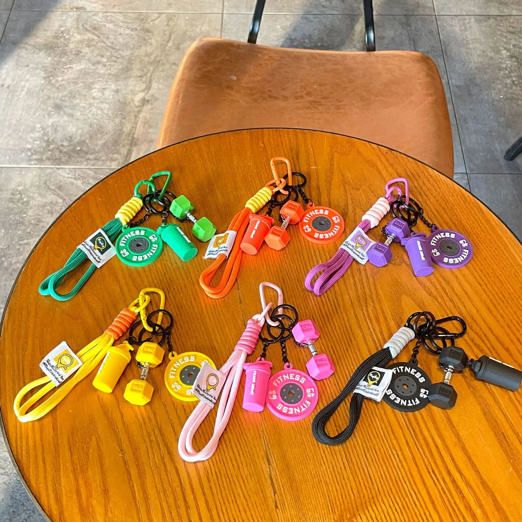 2025 HOT! Fitness Keychain Gym Barbell Key chain Weightlifting Keyring