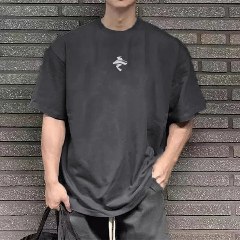 men Loose oversized short sleeved T-shirt men summer mesh sports