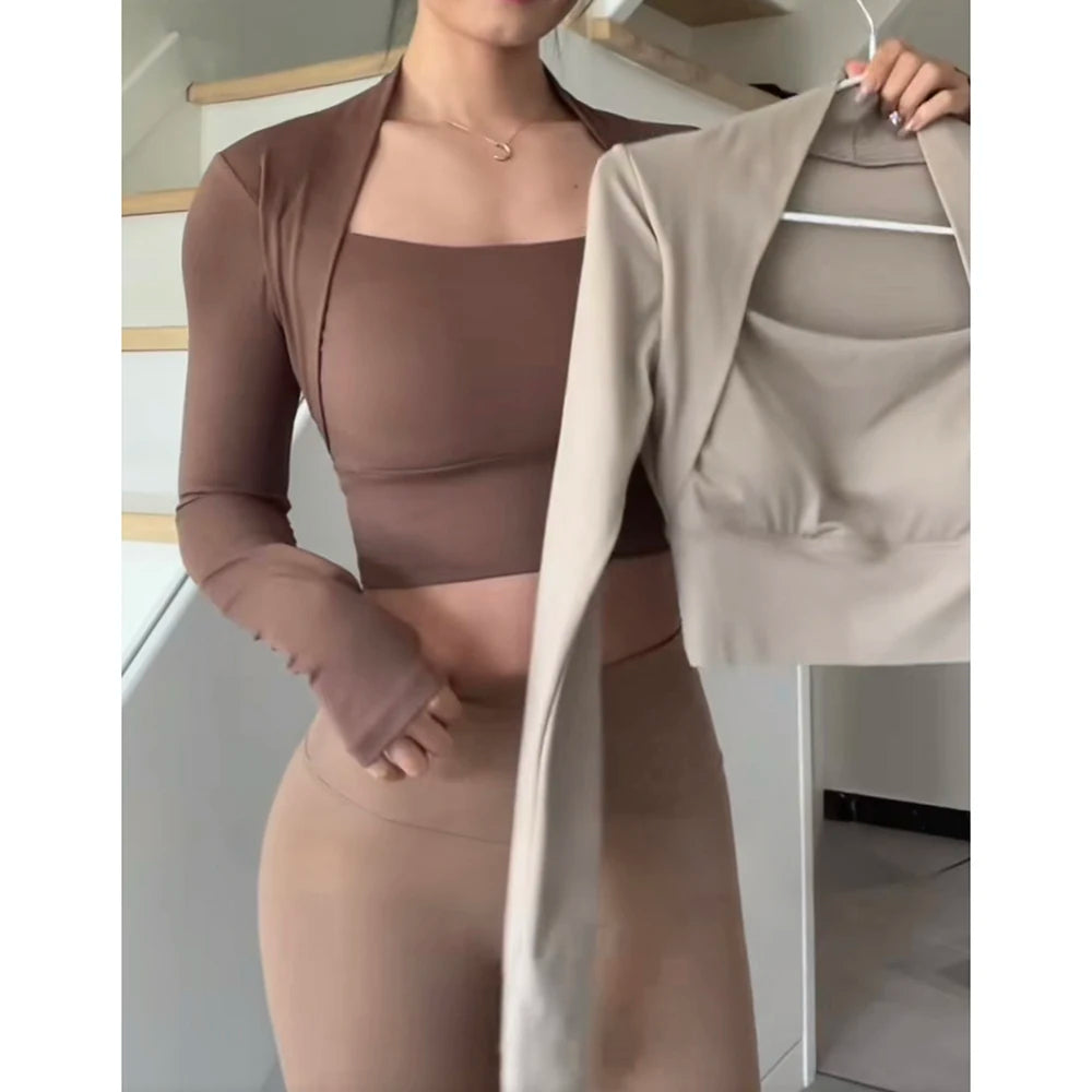 Women’s Fitness Chest Cushion Long Sleeve Sports Top