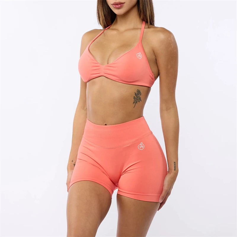 Bum Impact Bra and Shaping Short Set Women Backless Bra & Sports Shorts Sexy Female Seamless Yoga Sportswear Underwear Clothes - ALMASTRONG