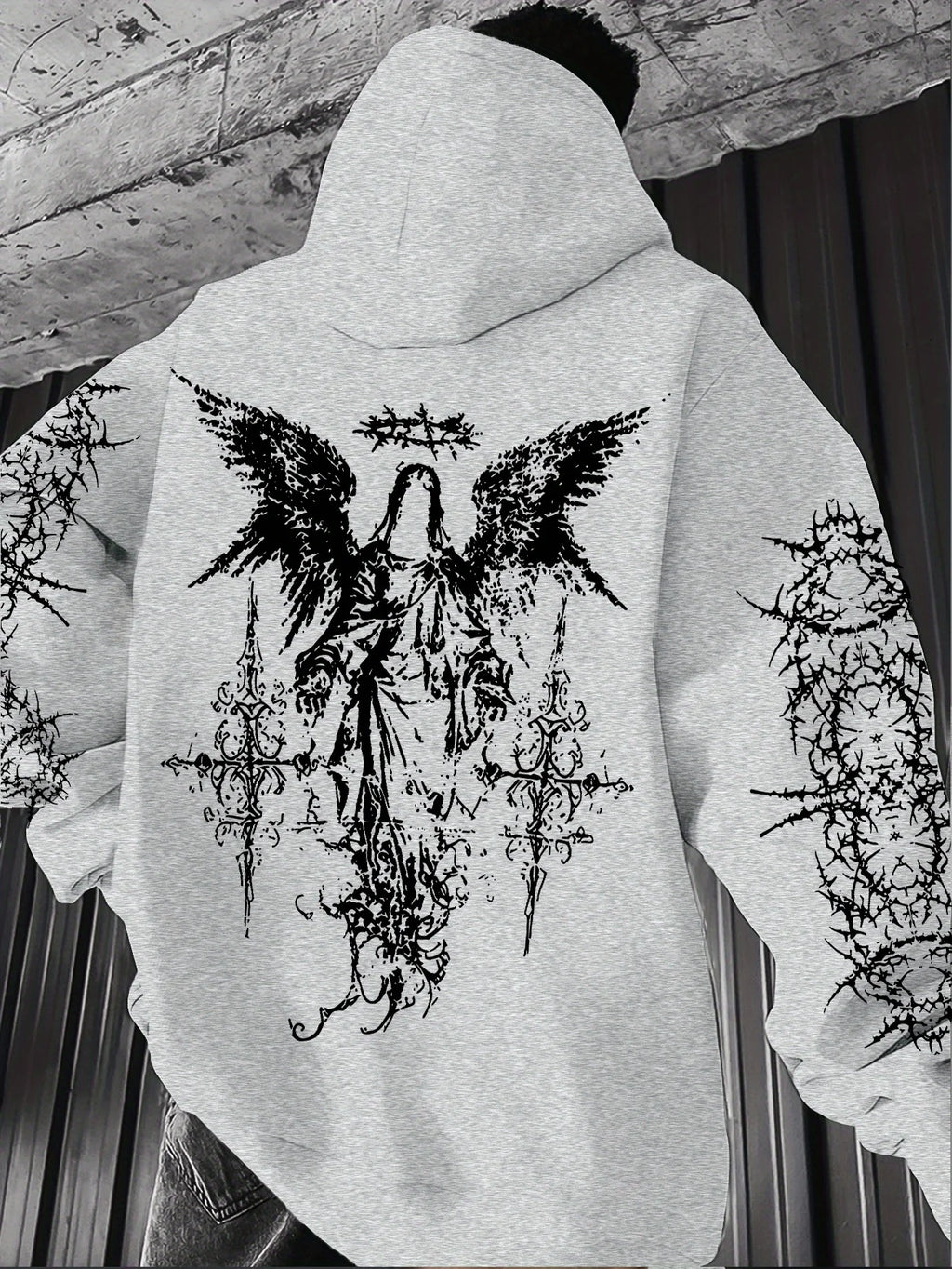 Gothic Style Angel Print Hoodies Men Women Outdoor Street Casual Sport Trend Hip-hop Couple Long-sleeve Autumn Winter Sweatshirt - ALMASTRONG