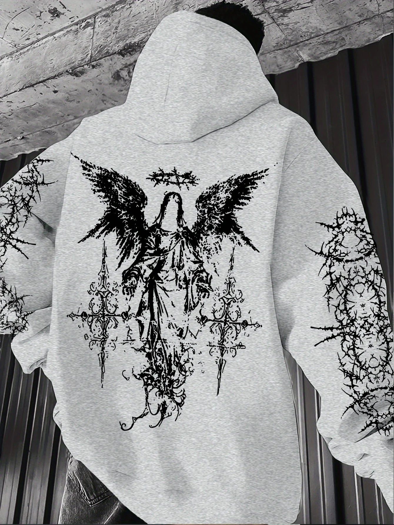 Gothic Style Angel Print Hoodies Men Women Outdoor Street Casual Sport Trend Hip-hop Couple Long-sleeve Autumn Winter Sweatshirt - ALMASTRONG