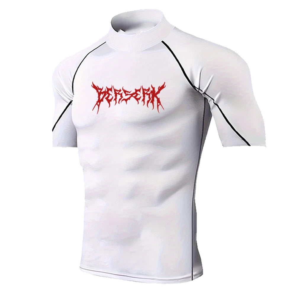 Summer Gym Fitness Stretch Top Men's Anime Compression Shirt Jiu-Jitsu