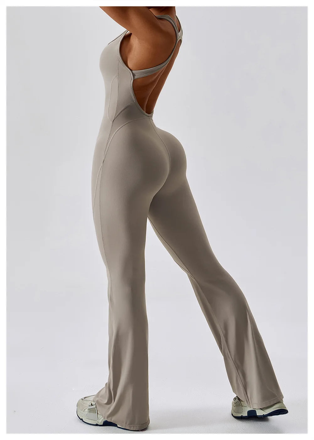 ALMASTRONG women's sports jumpsuit, stretchy gym and yoga bodysuit, ideal for fitness, training, and workout sessions.