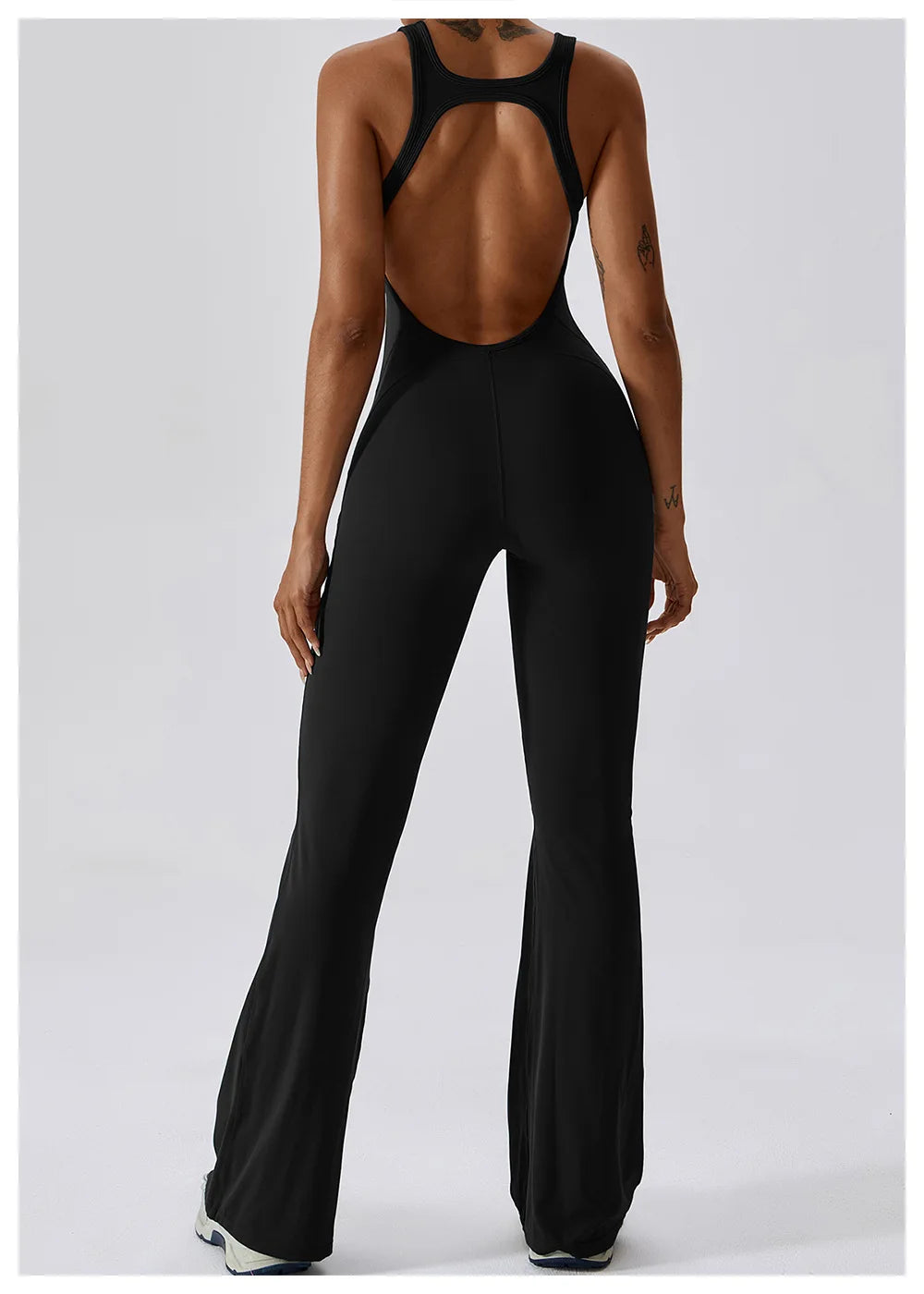 Women’s stretch sports jumpsuit by ALMASTRONG, ideal for gym, yoga, and fitness workouts, featuring a sleek, fitted design.
