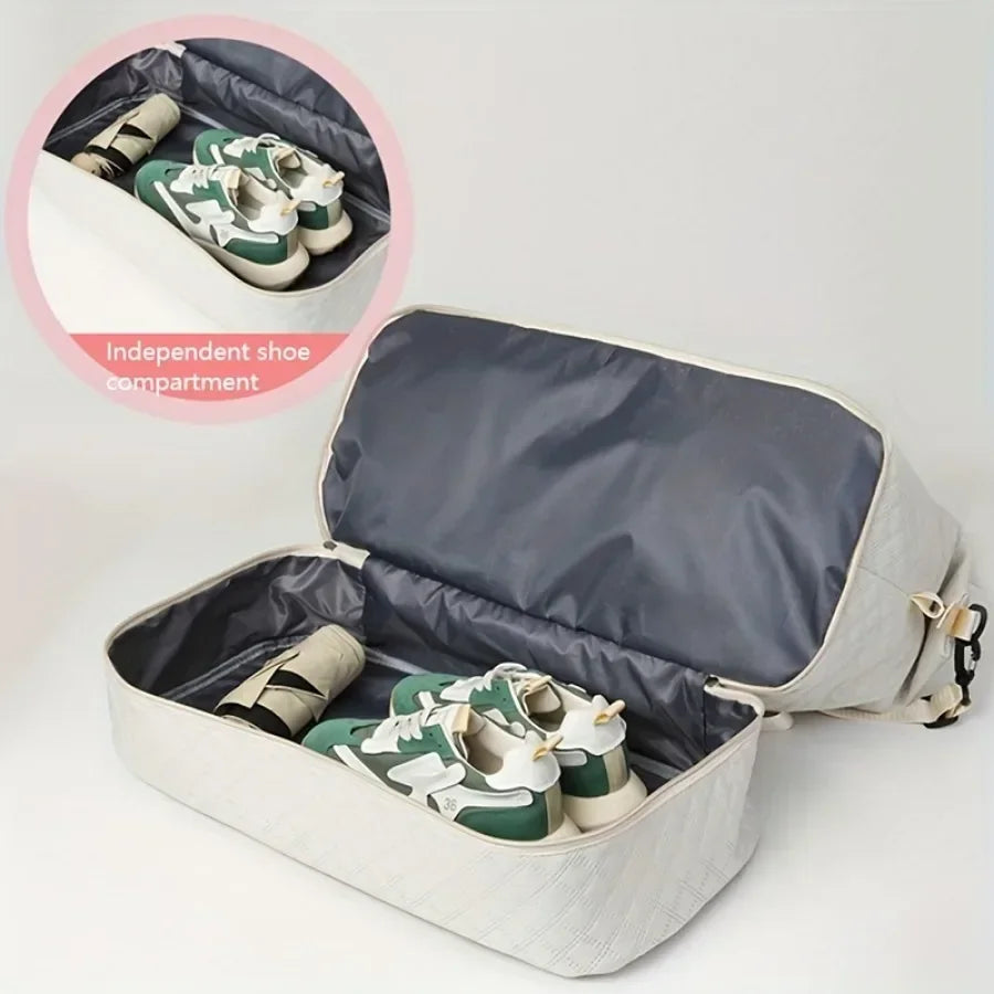 2pcs Set Large Capacity Travel Duffel Bag with Shoe Compartment and