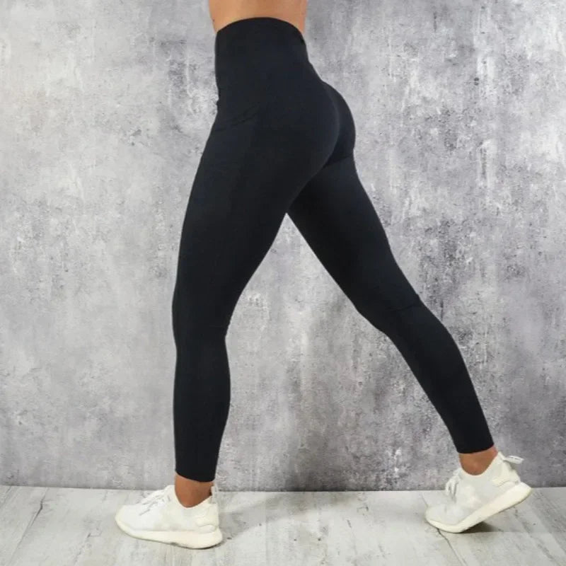 Yoga Fitness Women Leggings High Waist Tights with Pocket Gym Workout