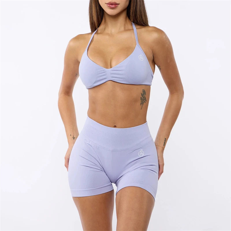 Bum Impact Bra and Shaping Short Set Women Backless Bra & Sports Shorts Sexy Female Seamless Yoga Sportswear Underwear Clothes - ALMASTRONG