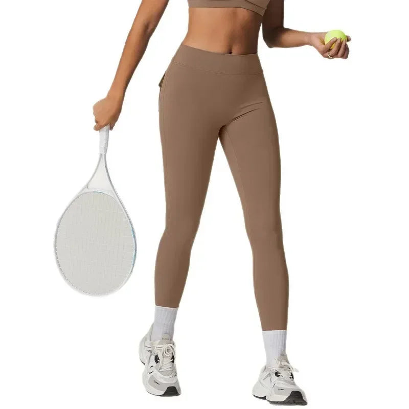 Fitness Yoga Leggings for Women Pocket Scrunched Gym Leggings High