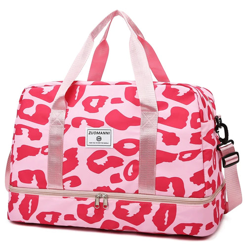 Spacious & Durable Women's Carry-On Travel Bag with Animal Print Nylon