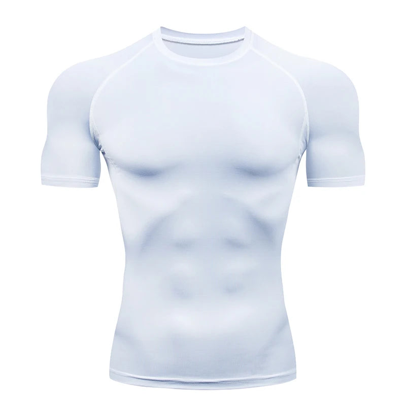 Men Running Compression T-shirt Short Sleeve Sport Tees Gym Fitness Sportshirts Male Jogging Tracksuit Homme Athletic Shirt Tops - ALMASTRONG