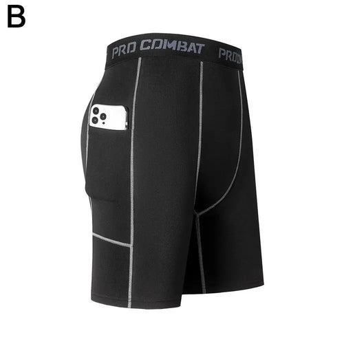 High Performance Men's Compression Short Pants With Pocket Elastic
