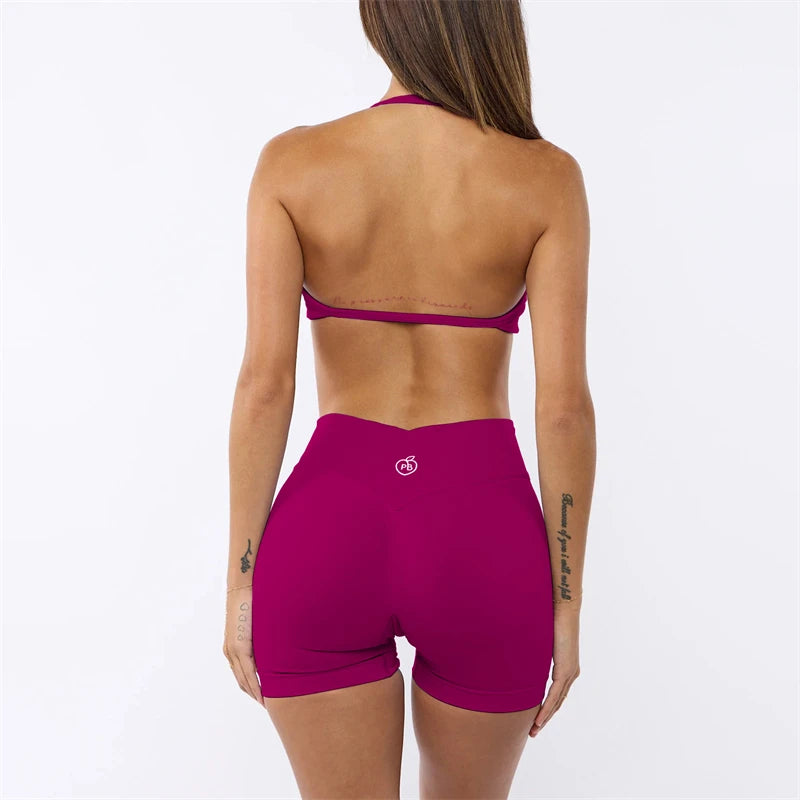 Bum Impact Bra and Shaping Short Set Women Backless Bra & Sports Shorts Sexy Female Seamless Yoga Sportswear Underwear Clothes - ALMASTRONG