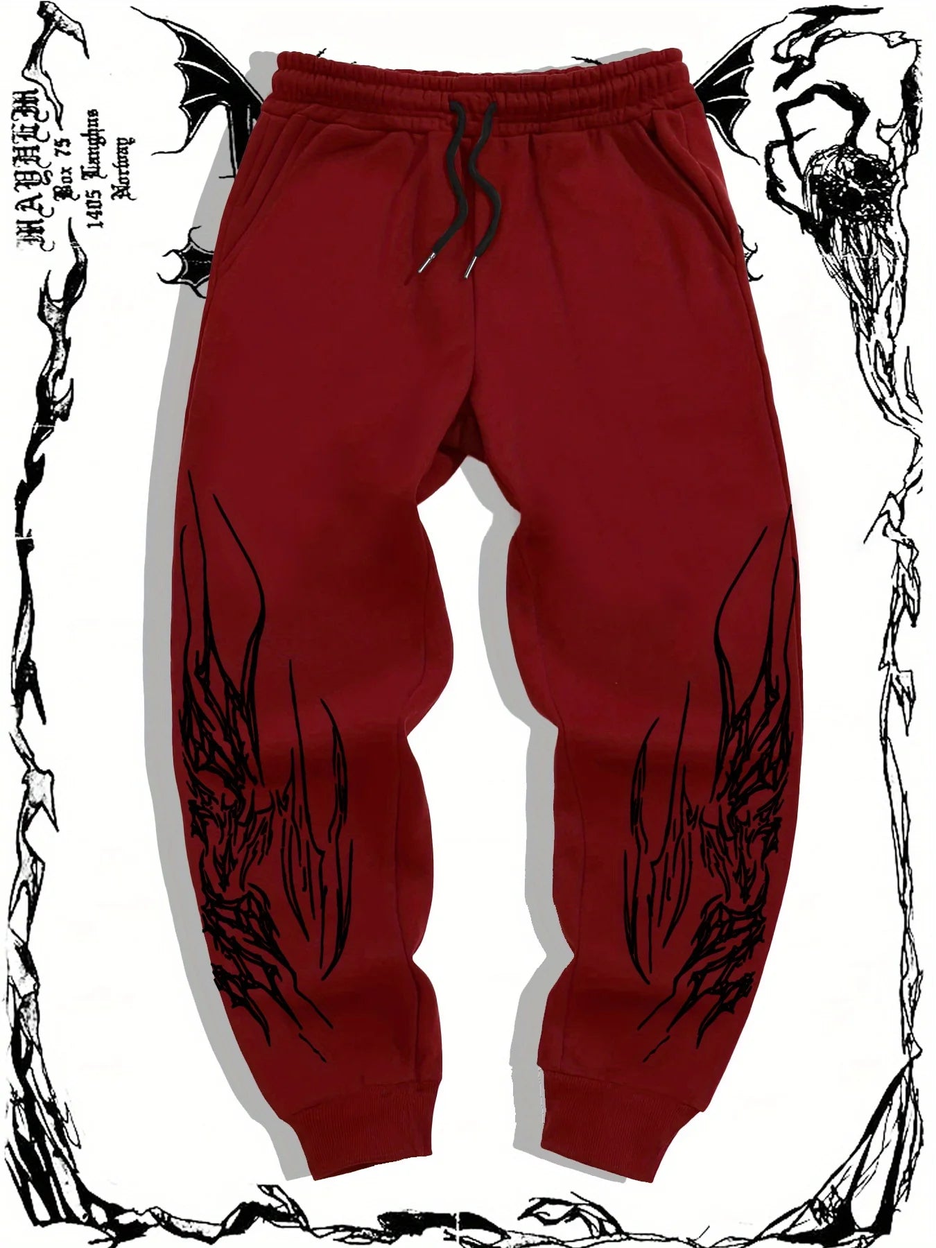 2025 model men's gothic-style printed casual jogging sport pants are made of eco-friendly fabric and are soft to the touch - ALMASTRONG
