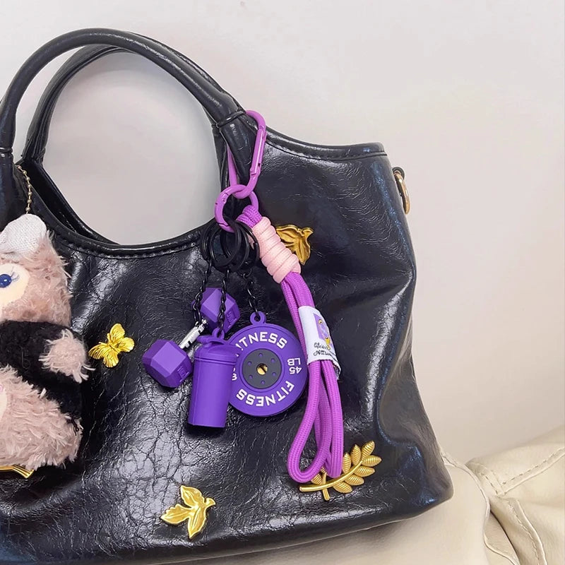 2025 HOT! Fitness Keychain Gym Barbell Key chain Weightlifting Keyring