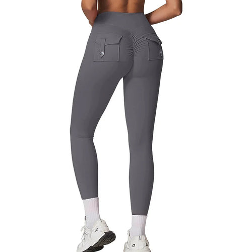 Fitness Yoga Leggings for Women Pocket Scrunched Gym Leggings High