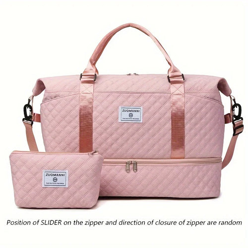 2pcs Set Large Capacity Travel Duffel Bag with Shoe Compartment and