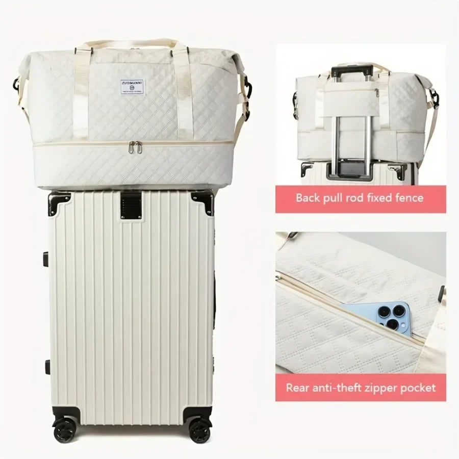 2pcs Set Large Capacity Travel Duffel Bag with Shoe Compartment and