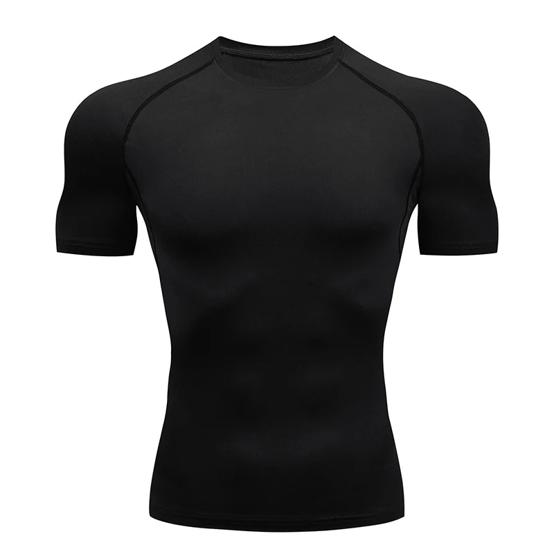 Men Running Compression T-shirt Short Sleeve Sport Tees Gym Fitness Sportshirts Male Jogging Tracksuit Homme Athletic Shirt Tops - ALMASTRONG