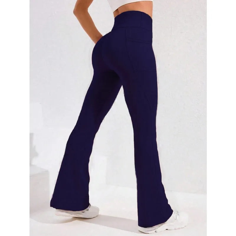 High Waist Flare Leg Yoga Pants Women with Pocket Push Up Butt