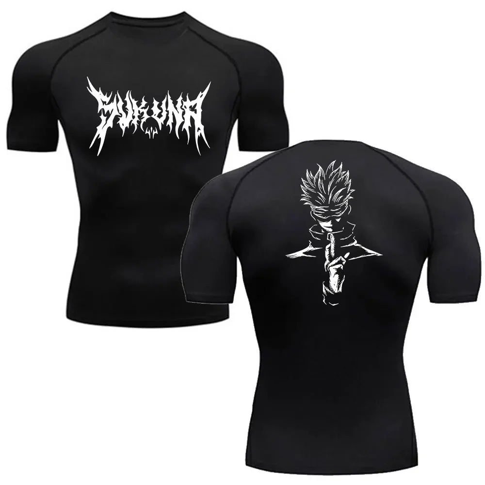 Anime Jujutsu Kaisen Compression Shirt Men Fitness Gym Sport Running T-Shirt Rashgard Tops Tee Quick Dry Short Sleeve T-Shirt - ALMASTRONG