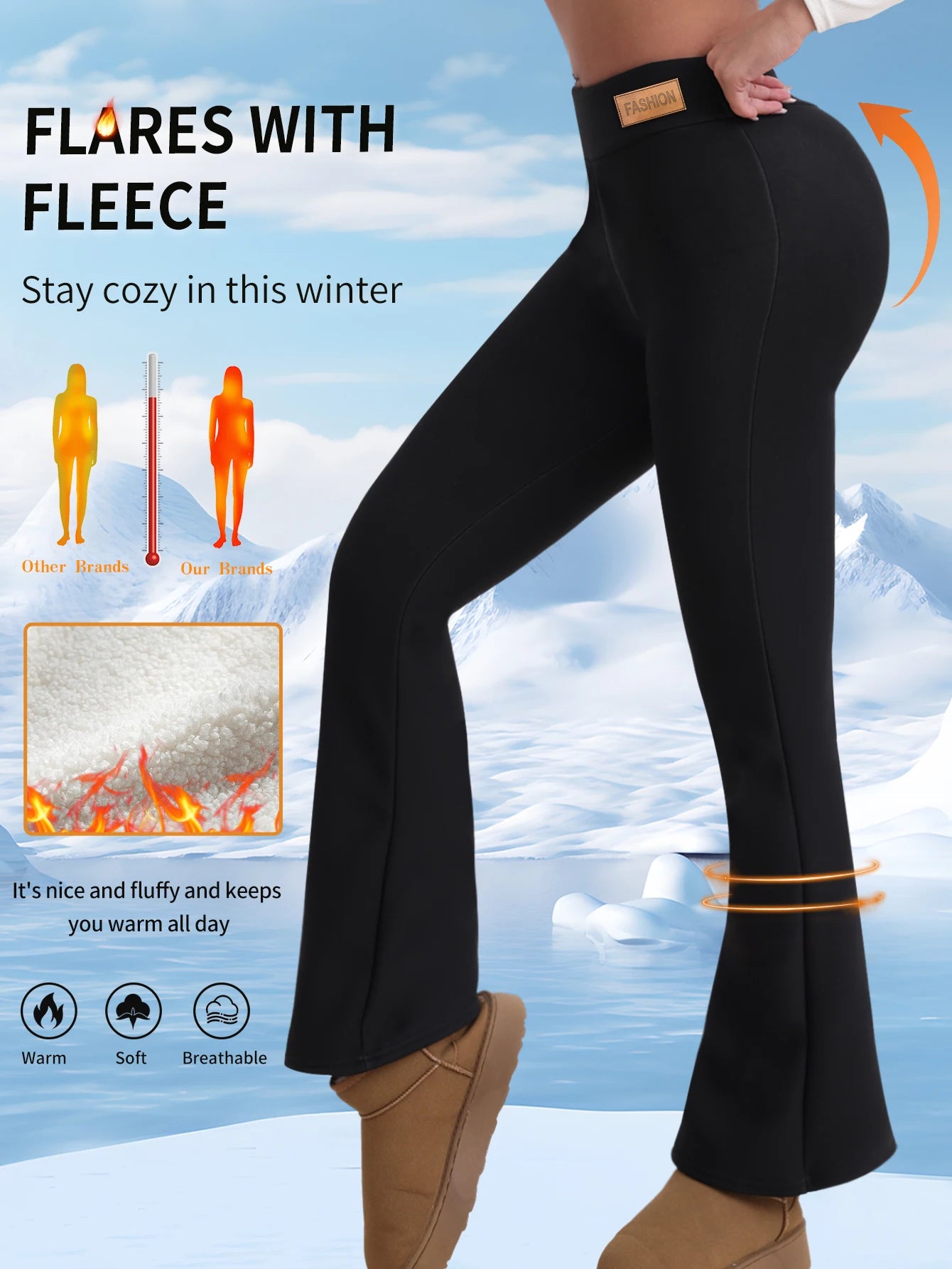 Fleece lined pants, women's yoga pants, women's thermal pants, high