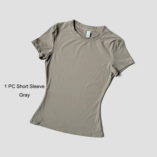 Quick-Drying Gym Leggings Set Sport Suit Short Sleeve Breathable