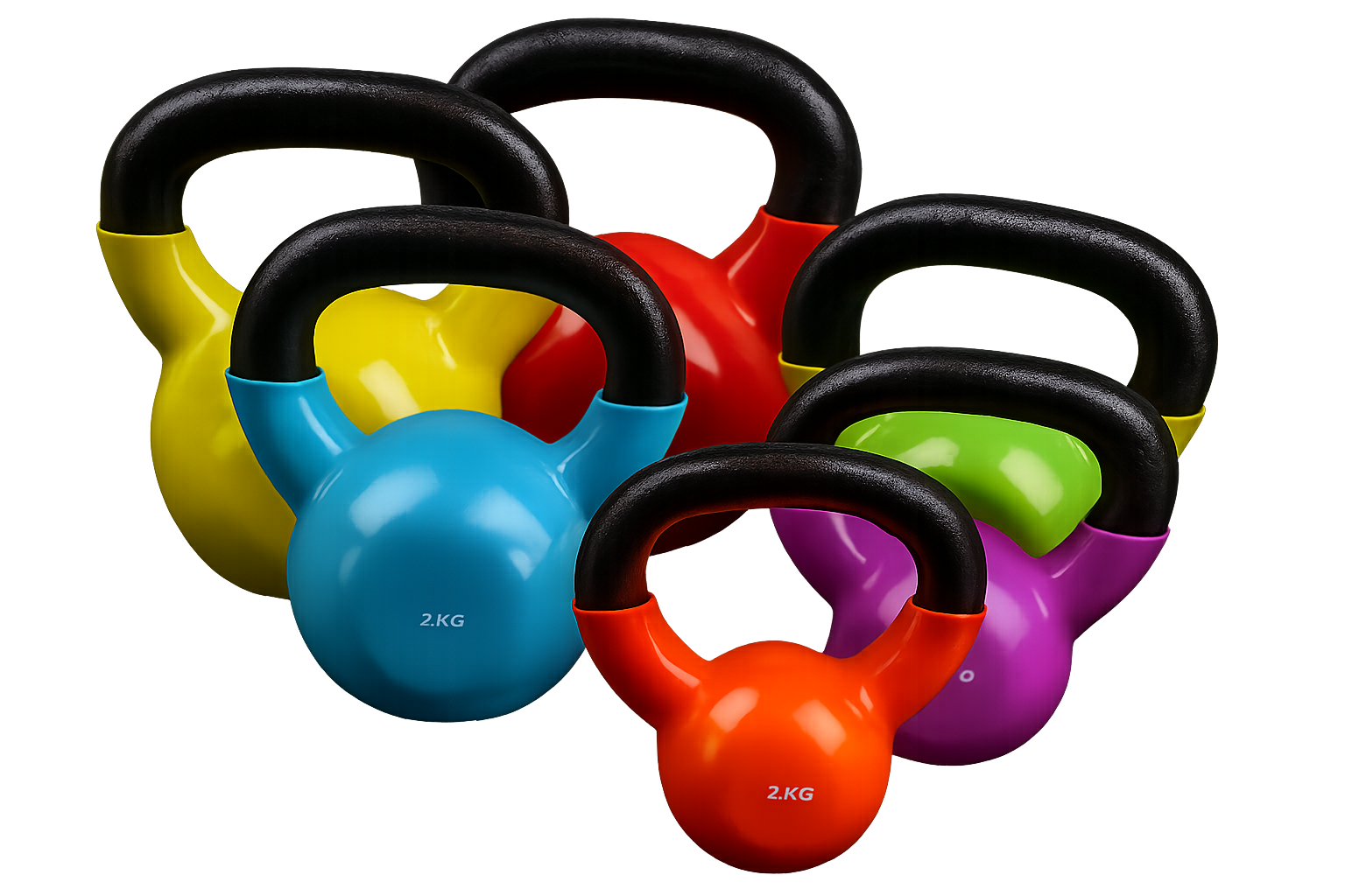 Colorful 2KG Kettlebell Set – Ergonomic Weights for Home Gym, Strength
